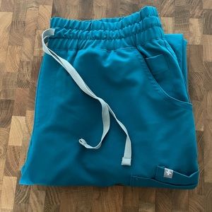 EUC Figs Pacific Blue High Waisted Yola Scrub Pants